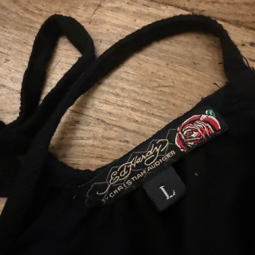 Ed Hardy Black Rhinestone + Chain Tank Top - Picture 4 of 4